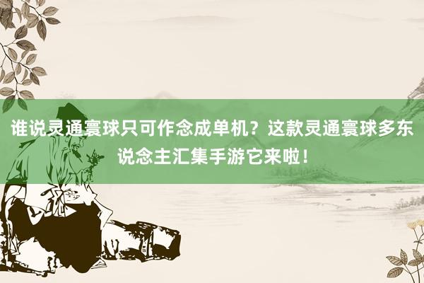 谁说灵通寰球只可作念成单机？这款灵通寰球多东说念主汇集手游它来啦！