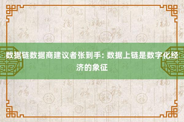 数据链数据商建议者张到手: 数据上链是数字化经济的象征